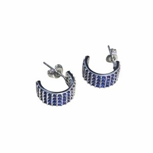 Macy's sapphire and silver huggie earrings